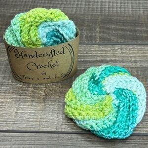 Handcrafted Crochet Spiral Tawashi Bath Scrubbies Set Cotton Yarn Handmade